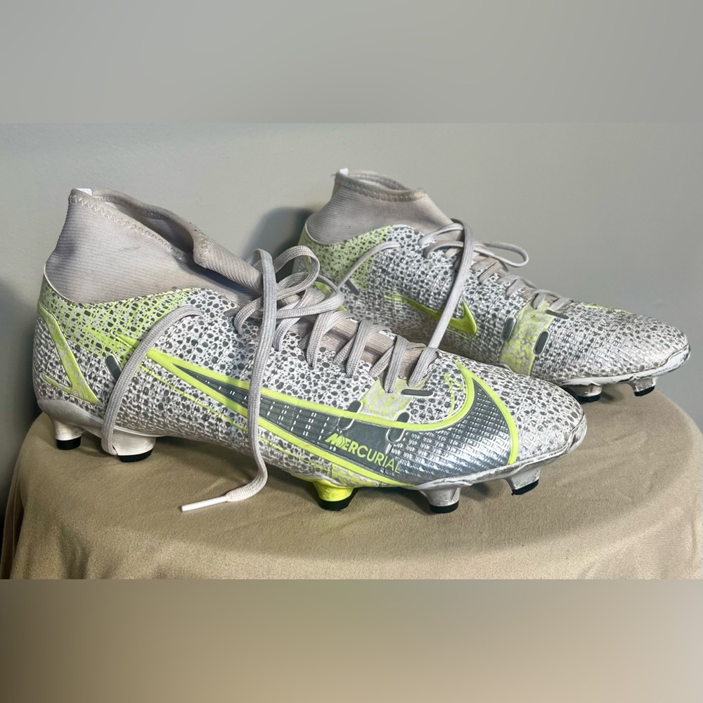 Nike Mercurial Cleats in Gray and Neon Yellow